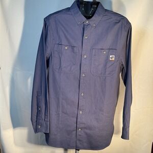 Duluth Trading 40 Grit Shirt Mens Medium Blue Button Up Workwear Cotton